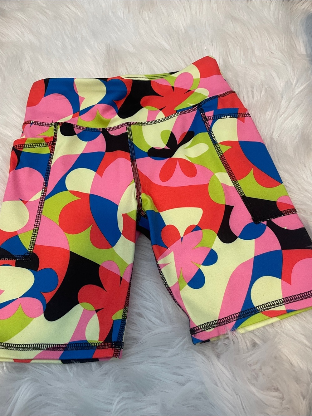 Athletic Works Multicolor Abstract Floral Kids' Active Shorts